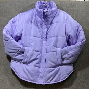 Zella Puffer Jacket Lavender Purple Stand Collar Full Zip Pockets Size L‎